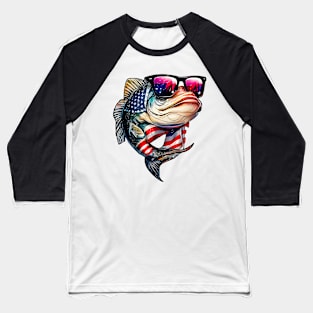 Cool American Bass Fish #4 Baseball T-Shirt